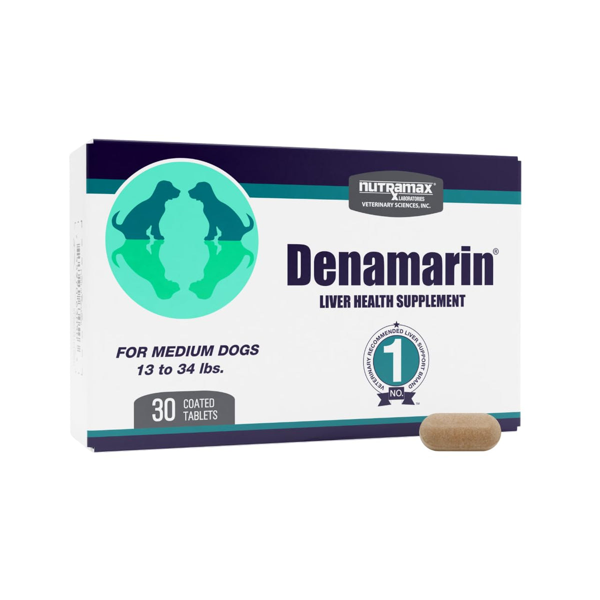 Nutramax Denamarin — tablette enrobée et bouteille, soutien potentiel du foie pour chiens