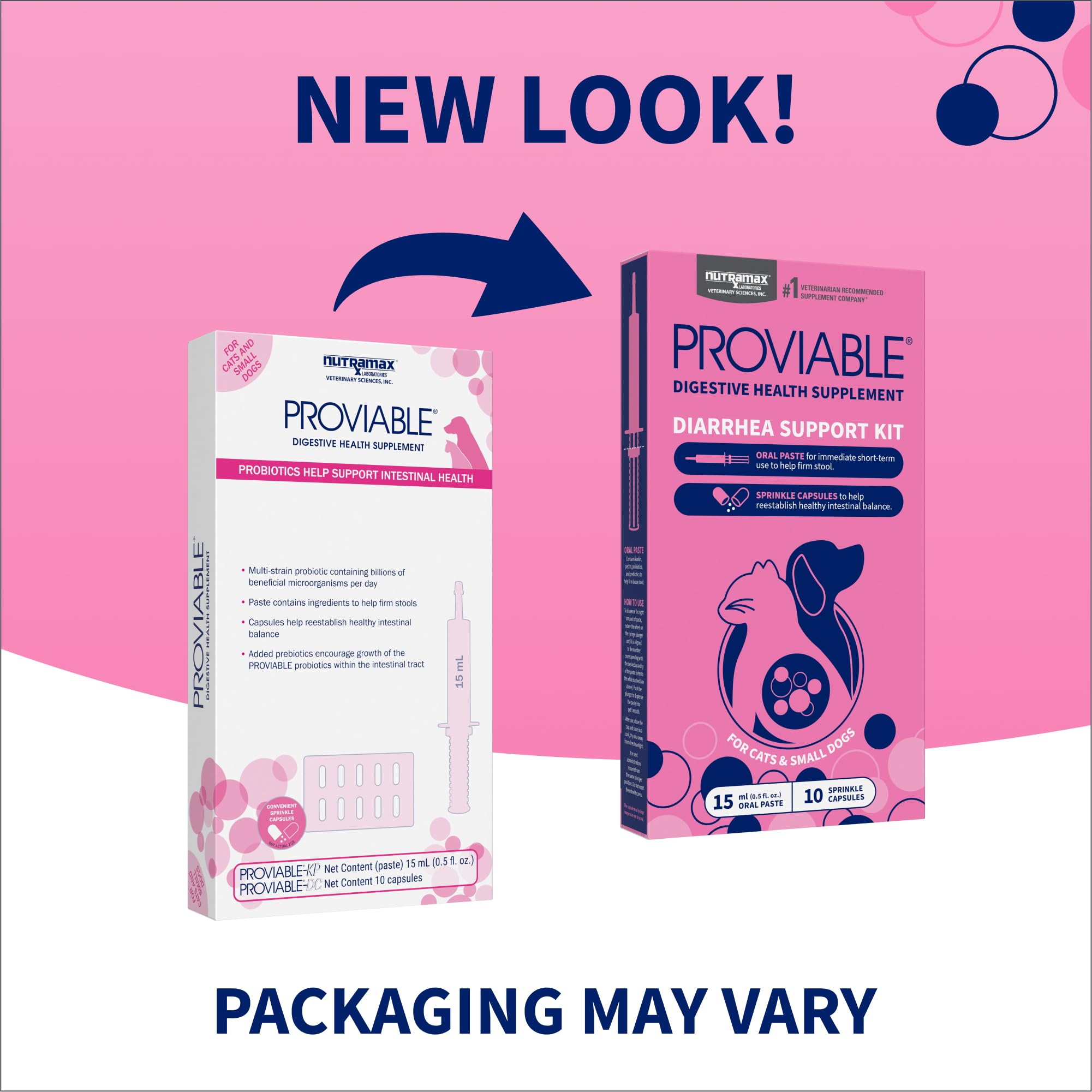 Capsules probiotiques Nutramax Proviable, plusieurs souches pour l’intestin.