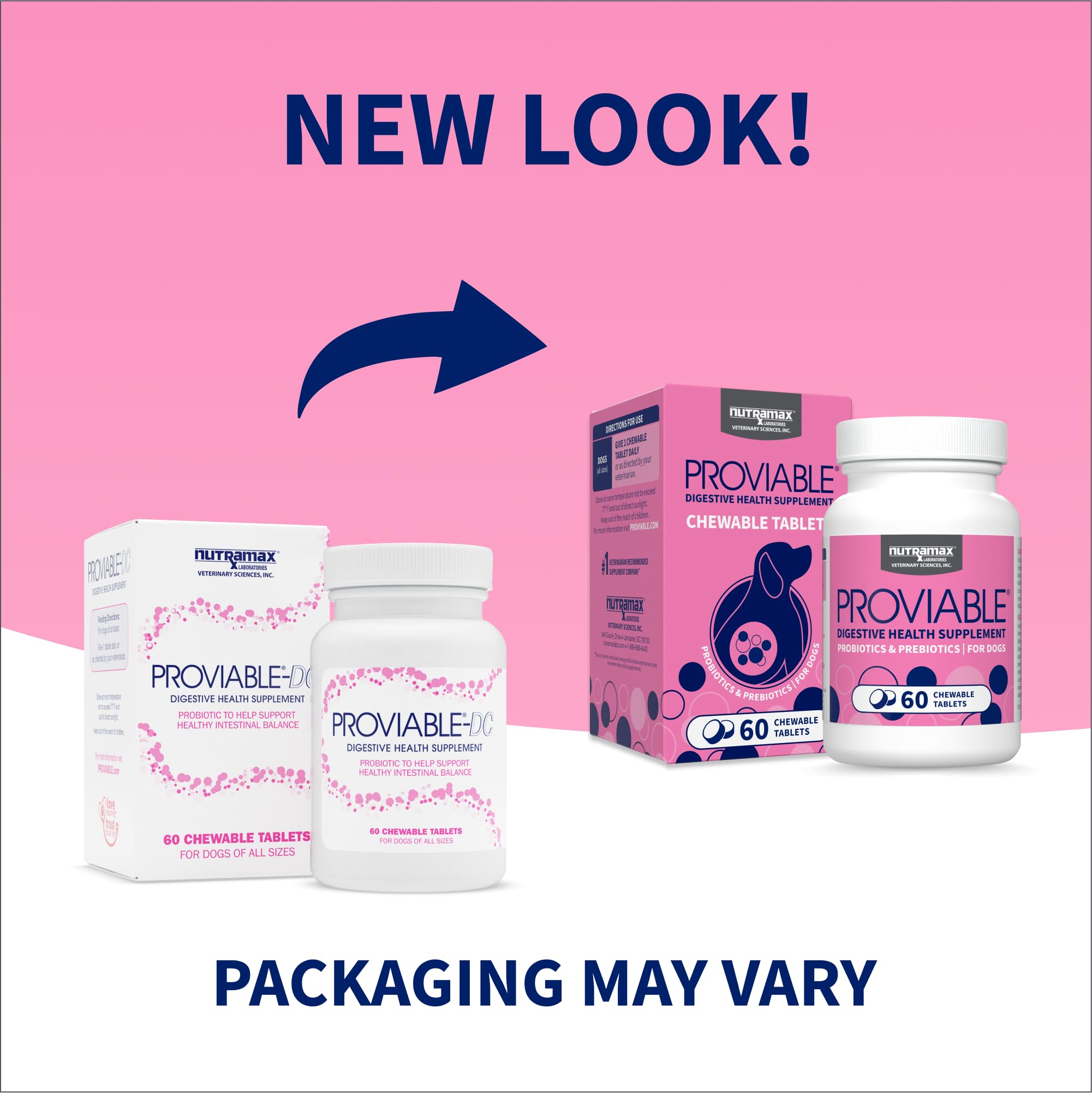 Nutramax Proviable — comprimés à mâcher, friandises digestives faciles à donner.