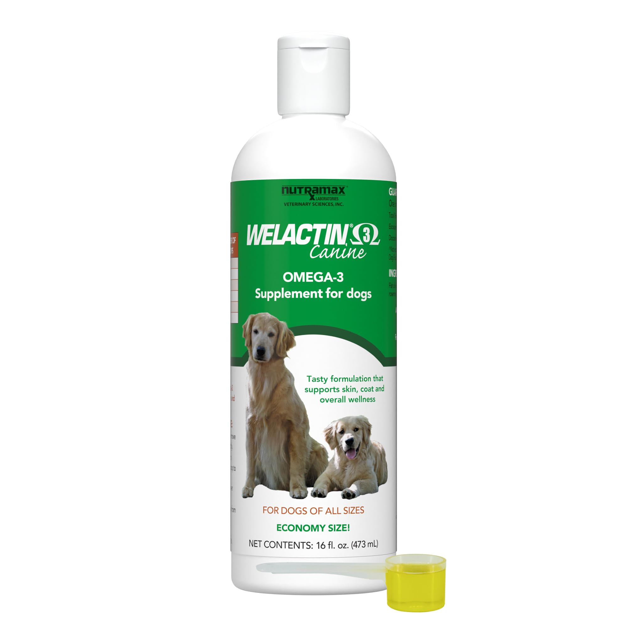 Nutramax Welactin flacon huile poisson chien, soutien peau et pelage.