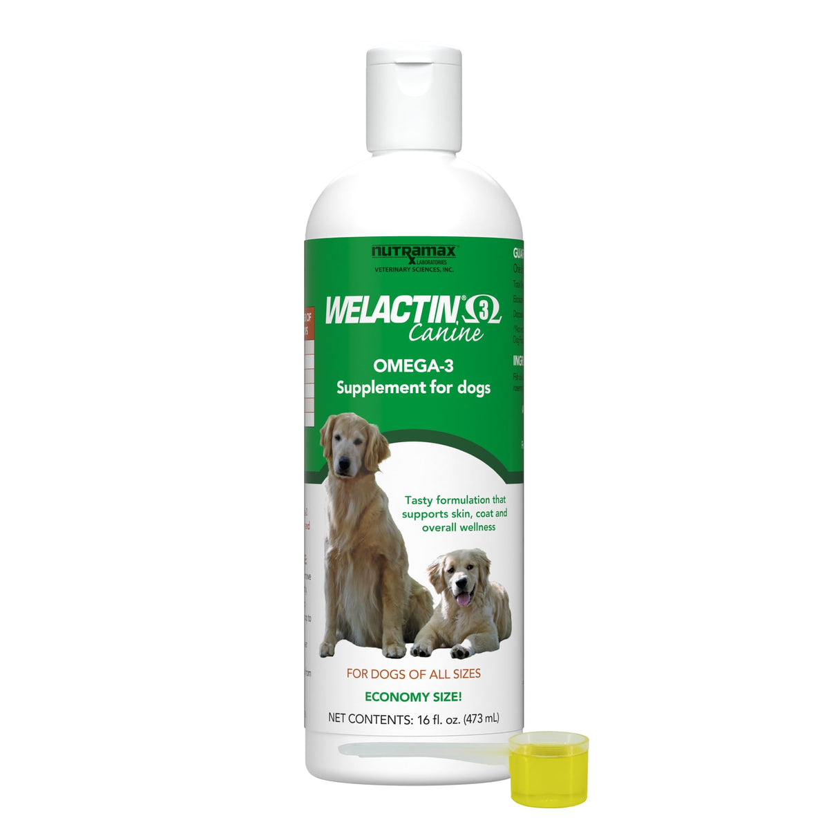Nutramax Welactin flacon huile poisson chien, soutien peau et pelage.