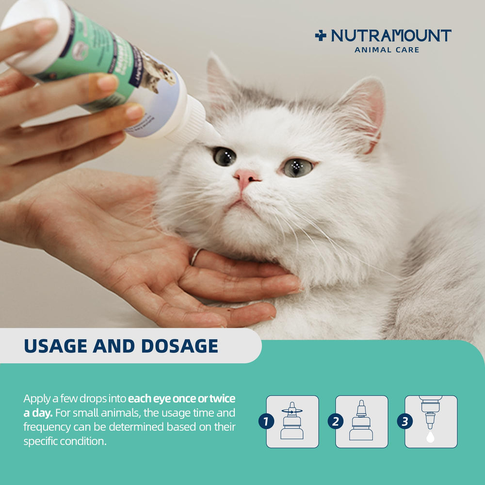 Nutramount gouttes-yeux-pipette; application précise pour yeux sensibles.