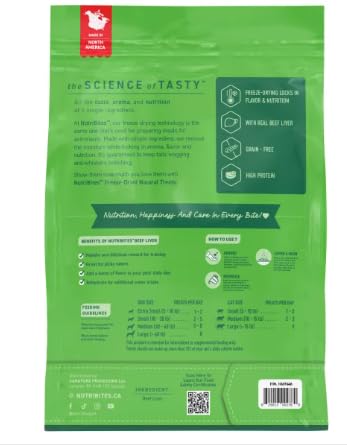 Nutri Bites texture foie de boeuf lyophilise, bouchée savoureuse ideale pour recompense.