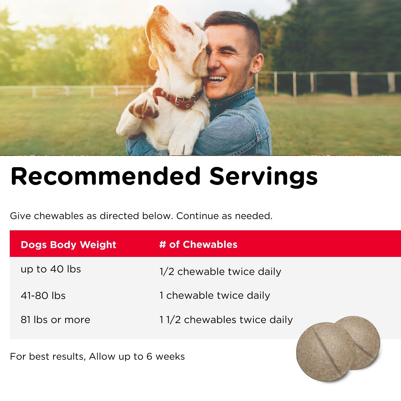 Nutri-Vet Advanced Strength bouteille ouverte, dose quotidienne facile.