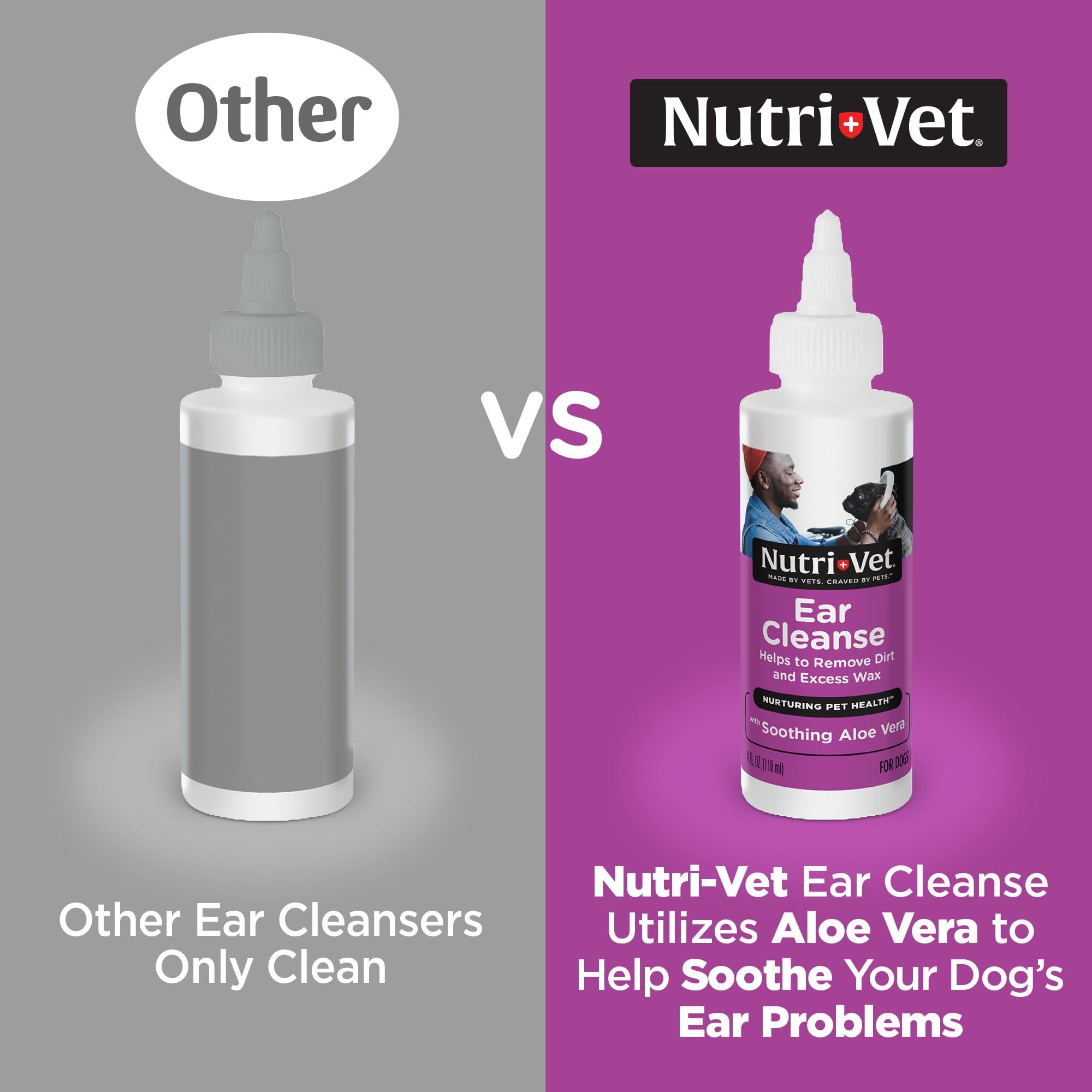 Nutri-Vet appliquer nettoyant oreilles chien — application précise pour une hygiène régulière.