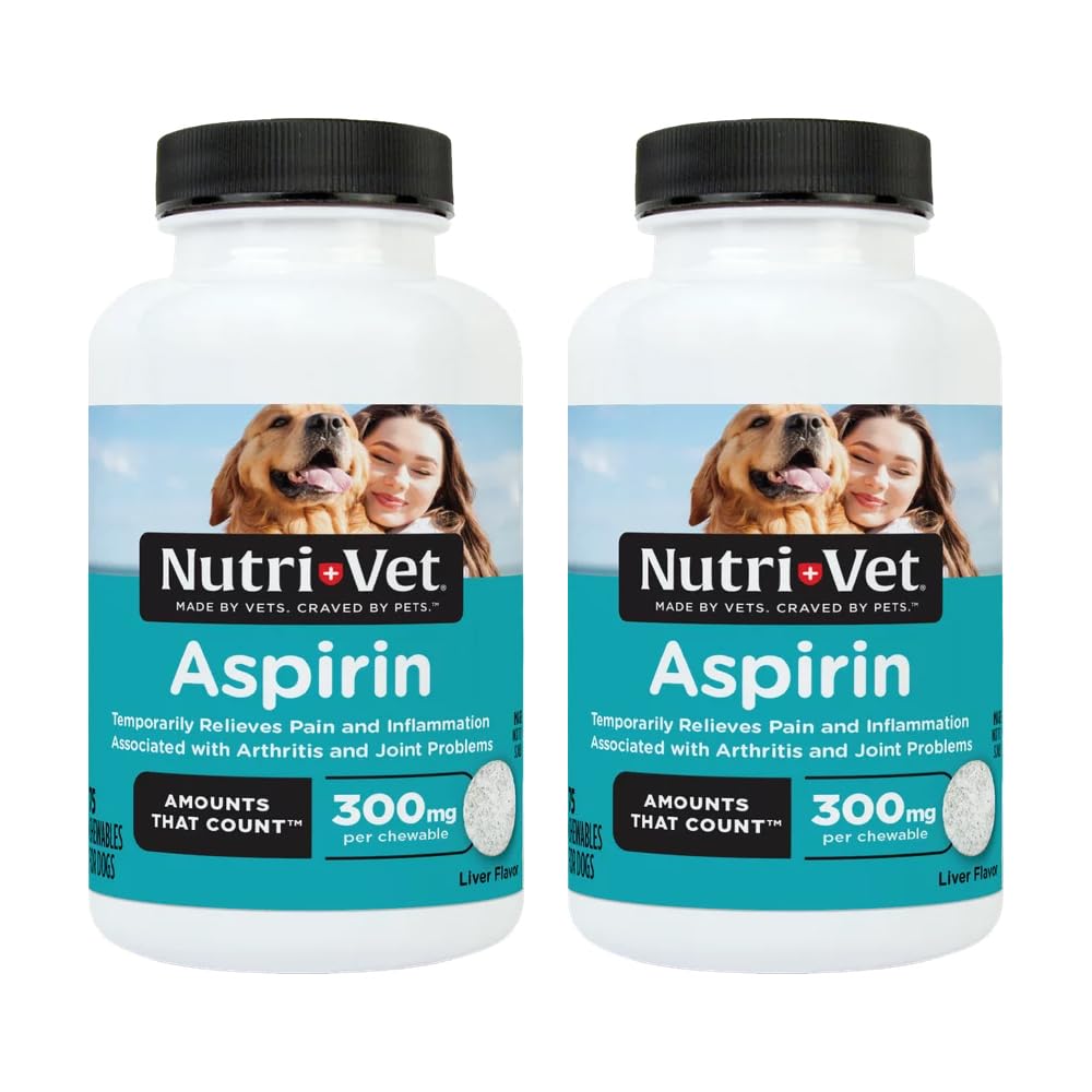 Bouteille Nutri-Vet Aspirine à mâcher pour grands chiens, prêt à l’emploi.