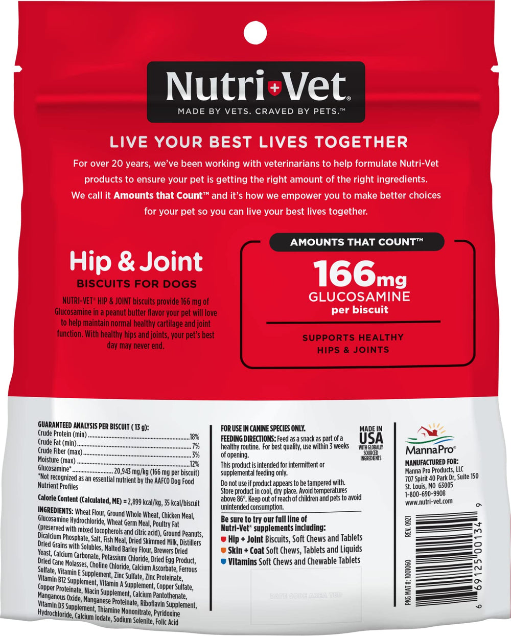 Biscuit Nutri-Vet Hip & Joint – emballage et routine quotidienne.