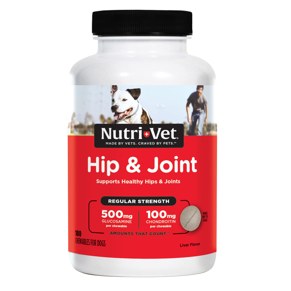 Nutri-Vet Hanche et Articulation, bouteille montrée, soutien potentiel à la mobilité canine.