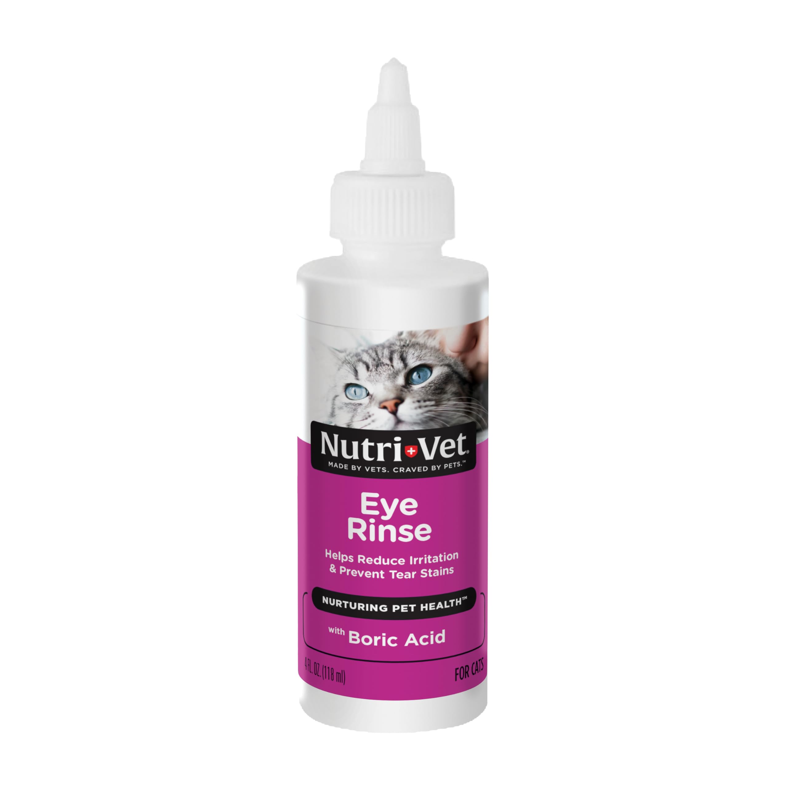 Nutri-Vet Rinçage oculaire pour chats — bouteille stérile facilitant le nettoyage sûr des yeux