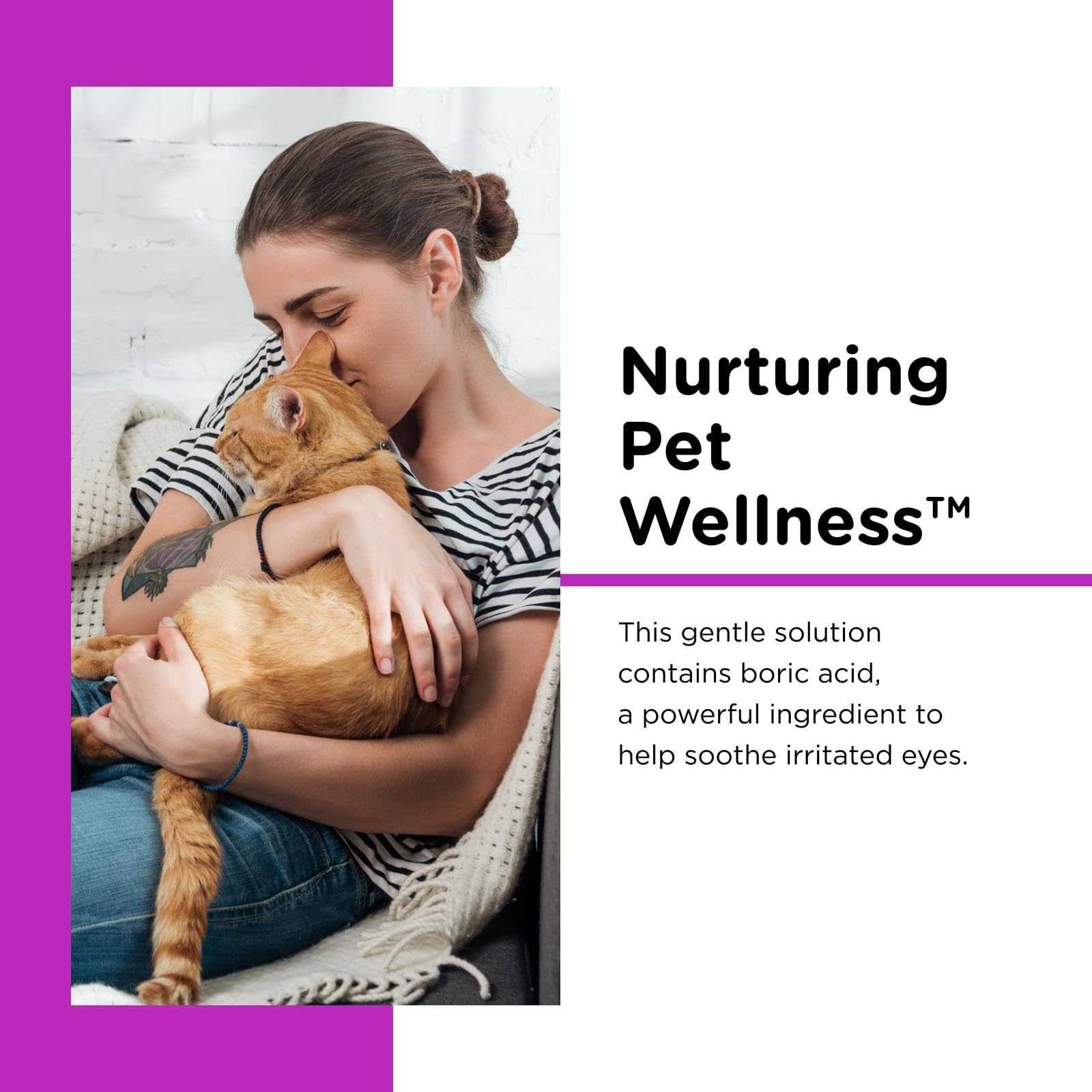 Nutri-Vet Rinçage oculaire pour chats — nettoyage doux des yeux et élimination des débris