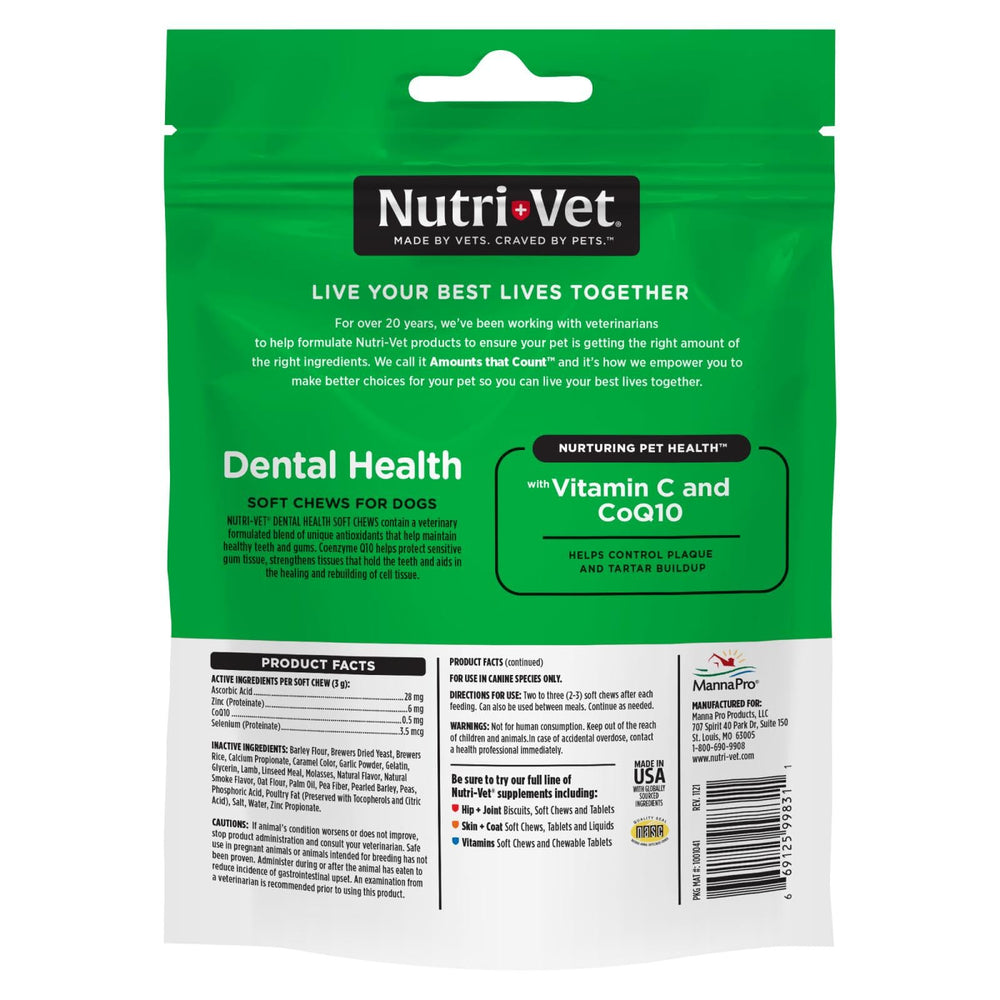 Nutri-Vet Dental Health Soft Chews fabriqué aux États-Unis.