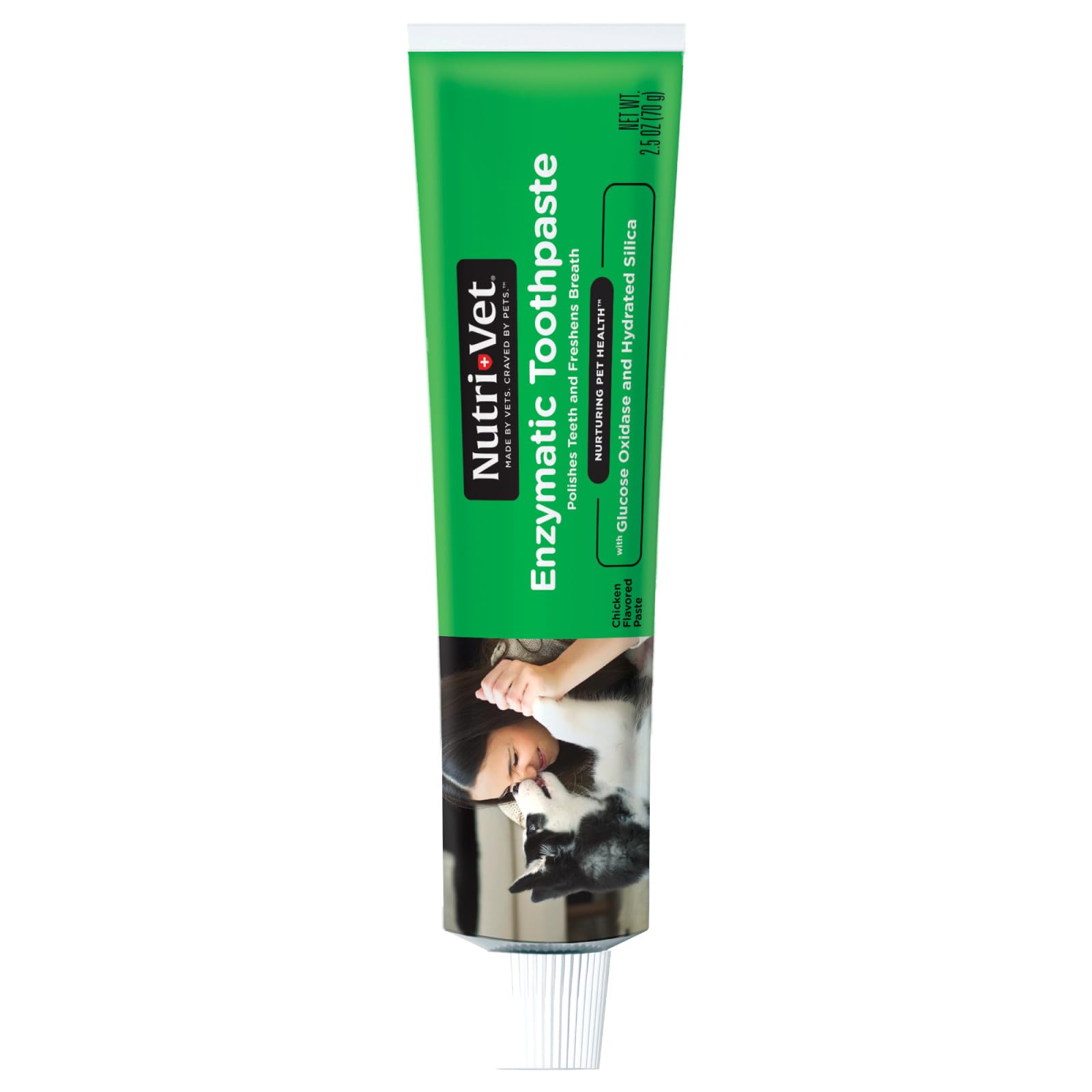 Nutri-Vet dentifrice enzymatique au poulet, tube pratique pour l'hygiène dentaire canine.