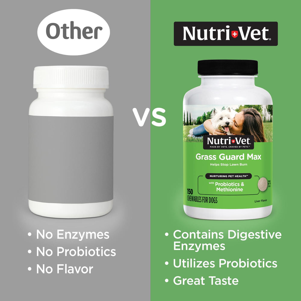 Comprimés saveur foie Nutri-Vet Grass Guard Max faciles à donner.