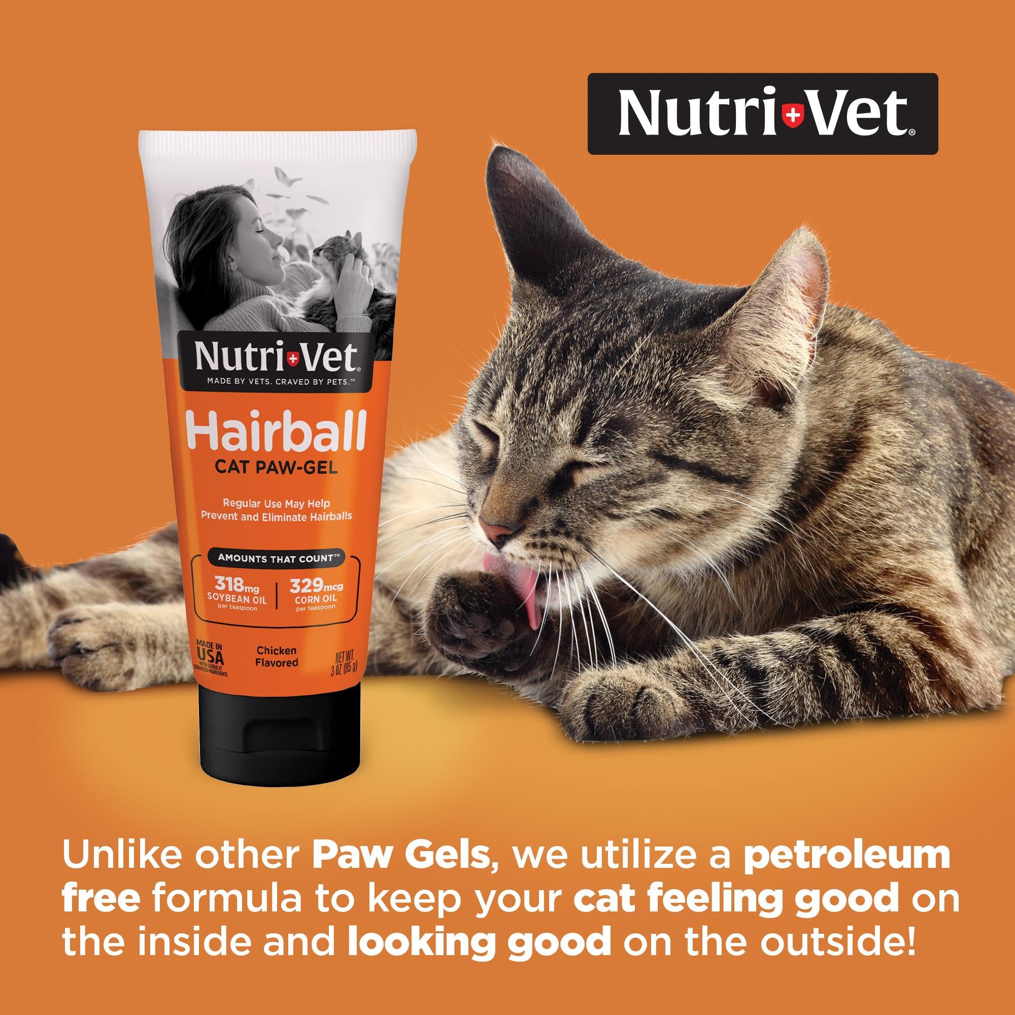 Nutri-Vet Hairball Paw Gel : goût poulet qui facilite l'administration et le bien-être du chat.