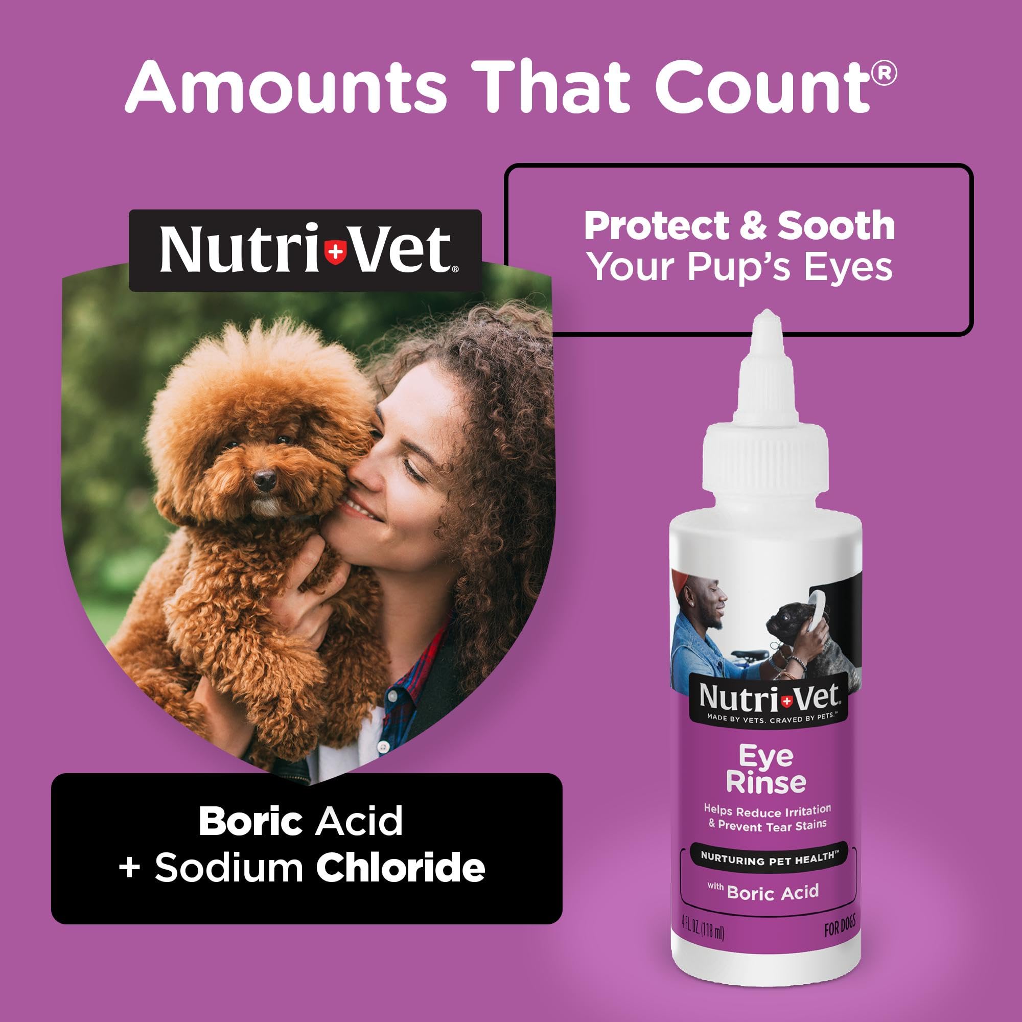 Nutri-Vet Lavage Yeux Chiens: gouttes faciles à appliquer pour nettoyer les yeux.