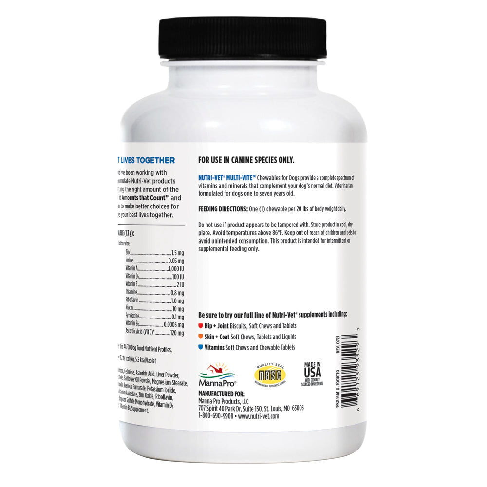 Nutri-Vet Multi-Vite pour chien saveur foie, énergie quotidienne.