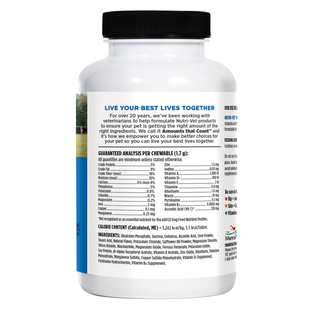 Nutri-Vet Multi-Vite – routine santé complète pour chien adulte.