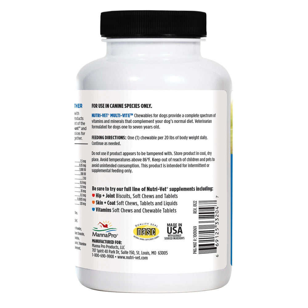Nutri-Vet Multi-Vite – utilisation quotidienne facile pour chien.