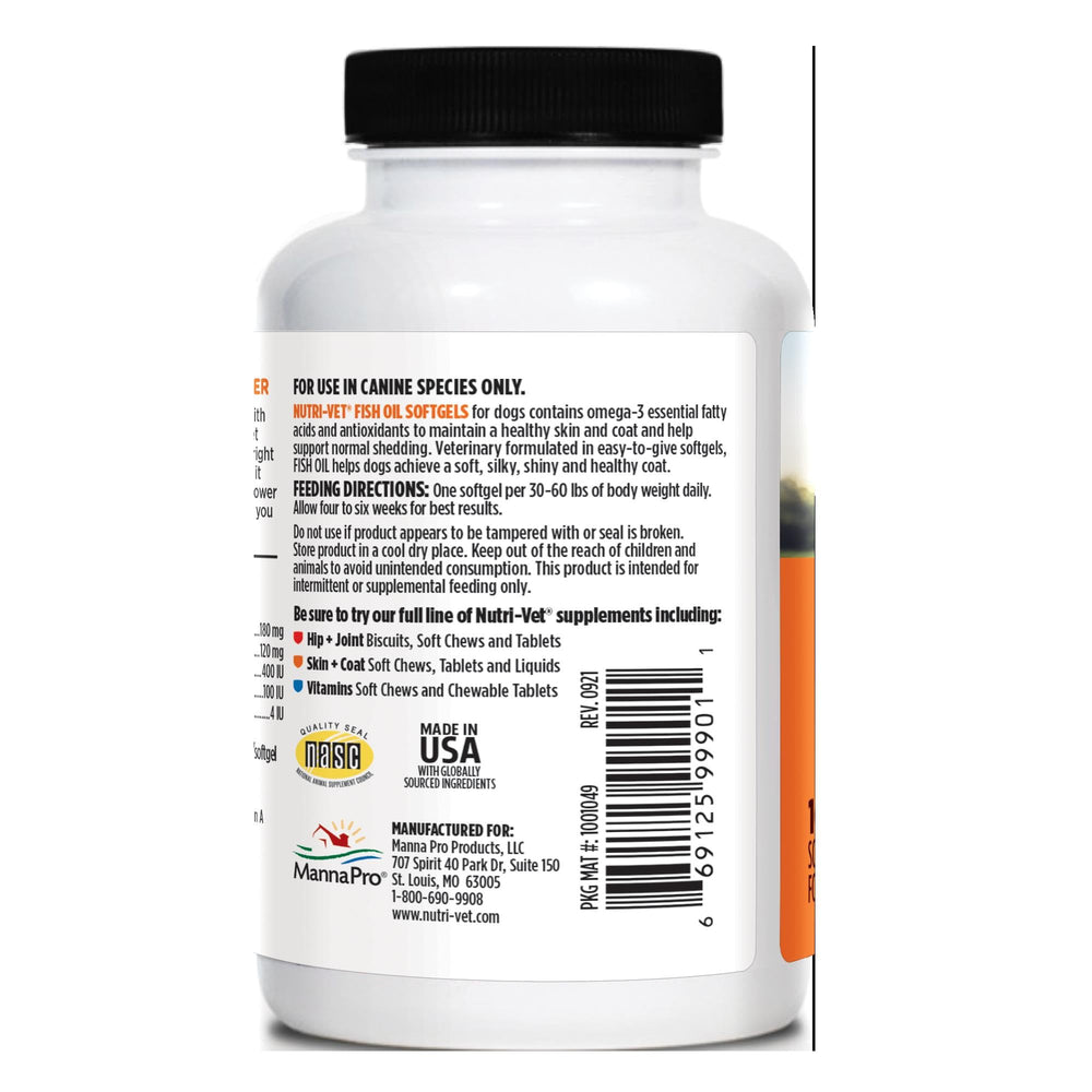 Nutri-Vet Omega-3 Poisson: riche en EPA et DHA pour le bien-être.