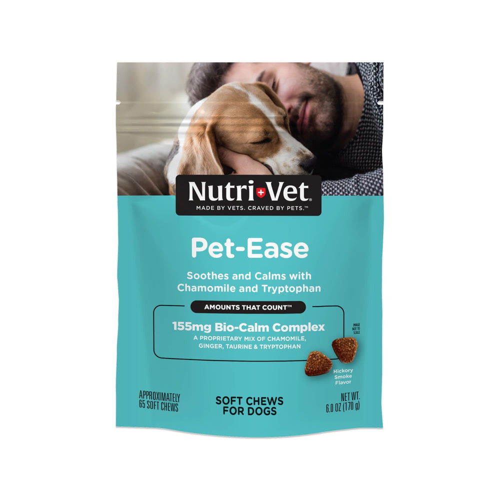 Nutri-Vet Pet-Ease Chews: flacon, friandises calmantes pour chiens lors des orages.