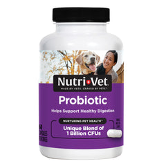 Nutri-Vet Probiotiques pour Chiens - bouteille montrée, soutien digestif naturel.