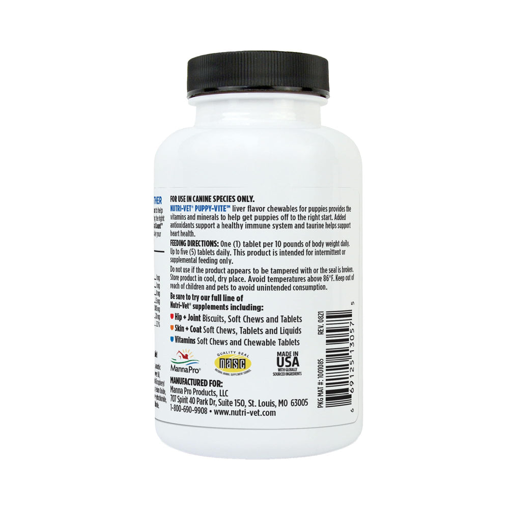 Nutri-Vet Puppy-Vite: formulation vétérinaire de haute qualité pour chiots.