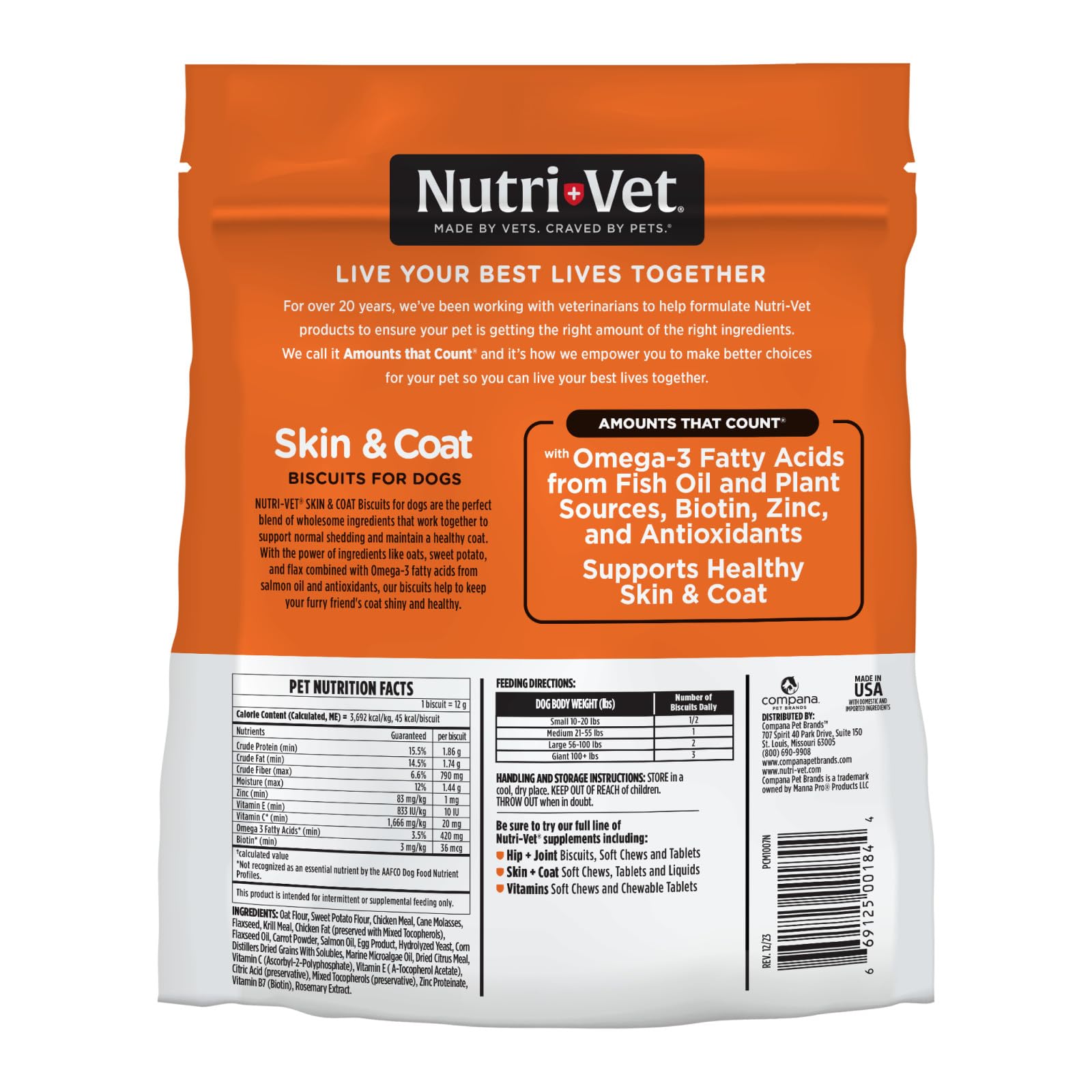 Option pratique pour tous les chiens avec Nutri-Vet Skin & Coat Biscuits