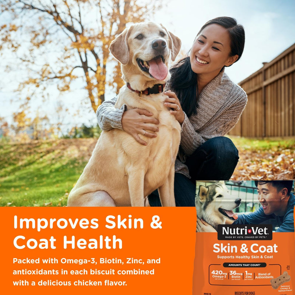 Texture croquante des biscuits Nutri-Vet Skin & Coat pour un plaisir quotidien
