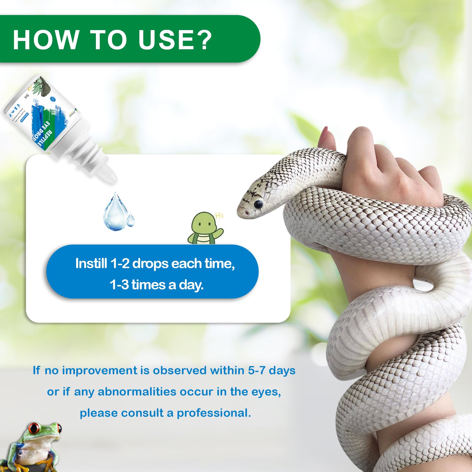 Formule douce et équilibrée pour reptiles et amphibiens lors du nettoyage oculaire.