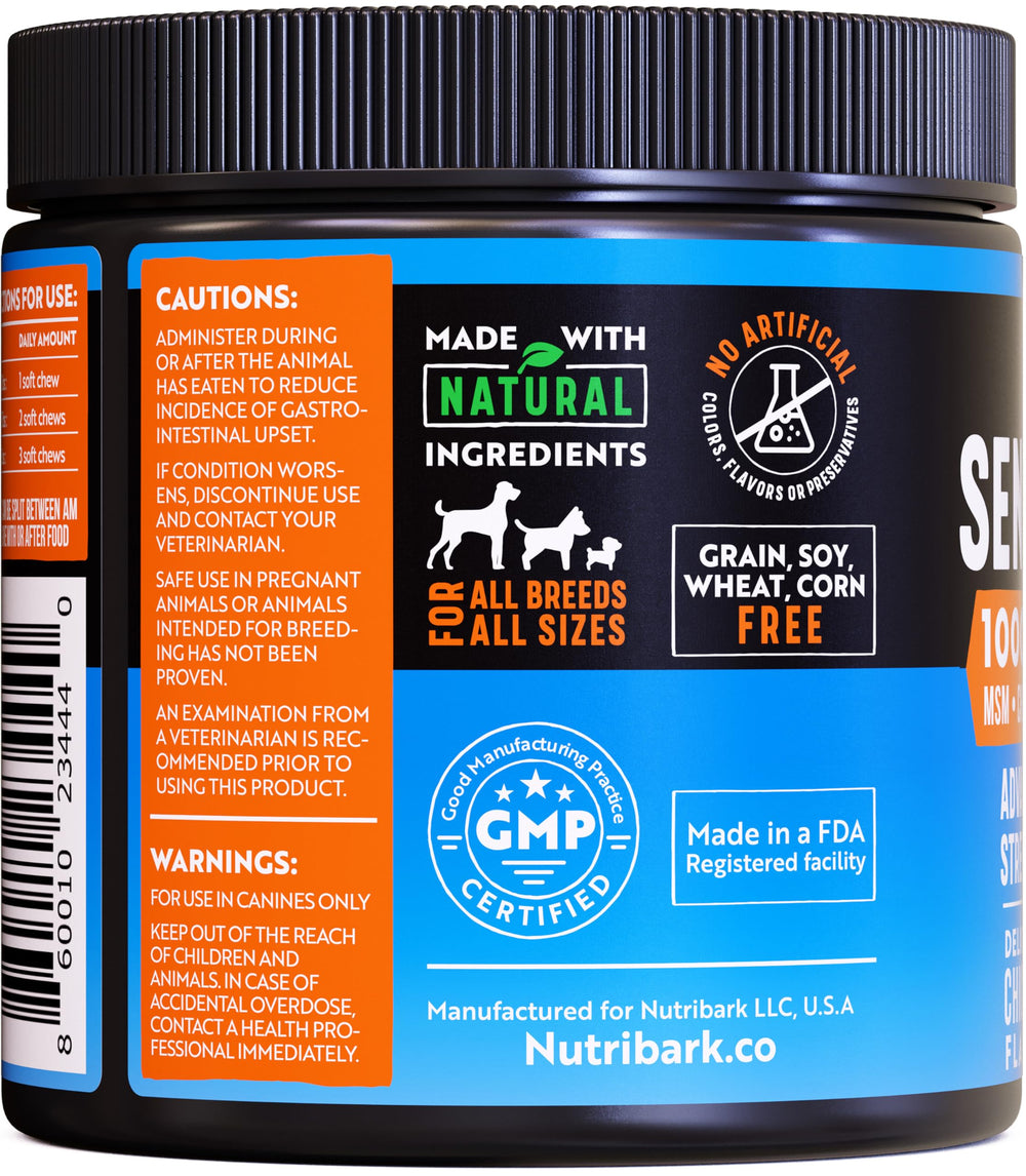 Nutribark glucosamine chien, emballage pratique pour routine quotidienne.