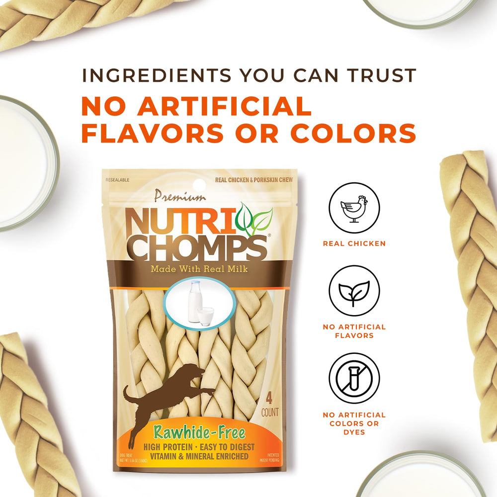 NutriChomps arôme lait: goût apprécié par les chiens gourmands.