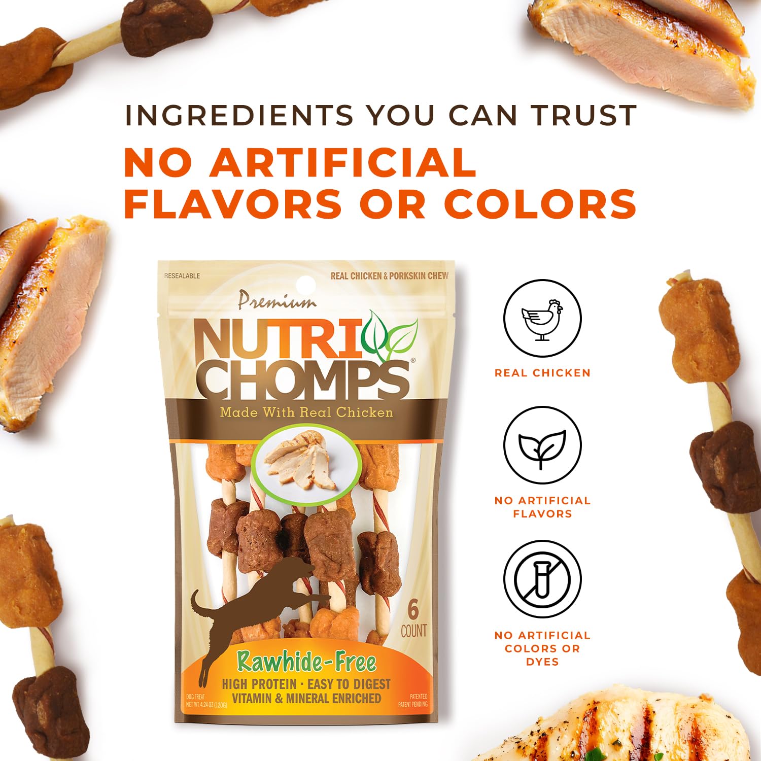 Brochettes triple saveur NutriChomps, idéal pour récompenser votre chien