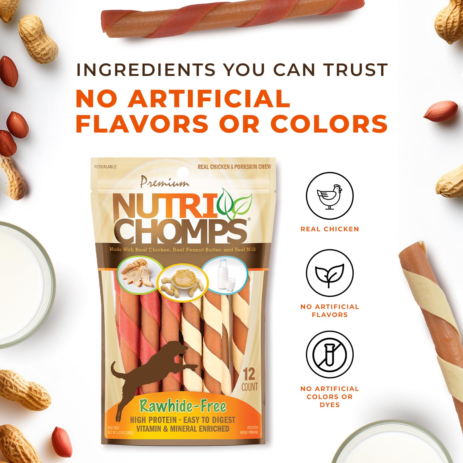NutriChomps dents saine, mastication douce pour l’entretien dentaire chien.