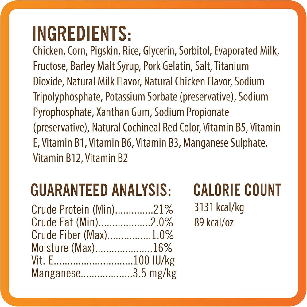 NutriChomps ingrédients naturels : poulet et peau de porc pour goût riche