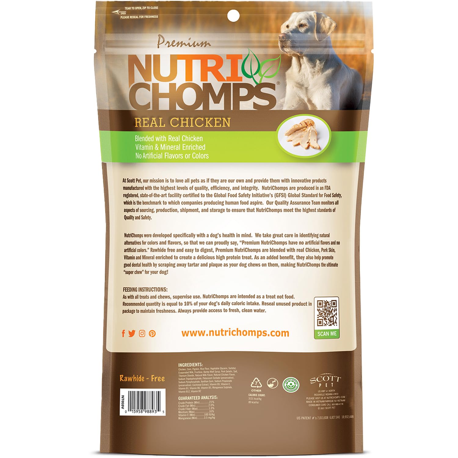 NutriChomps récompense quotidienne, goût attractif et mastication saine.