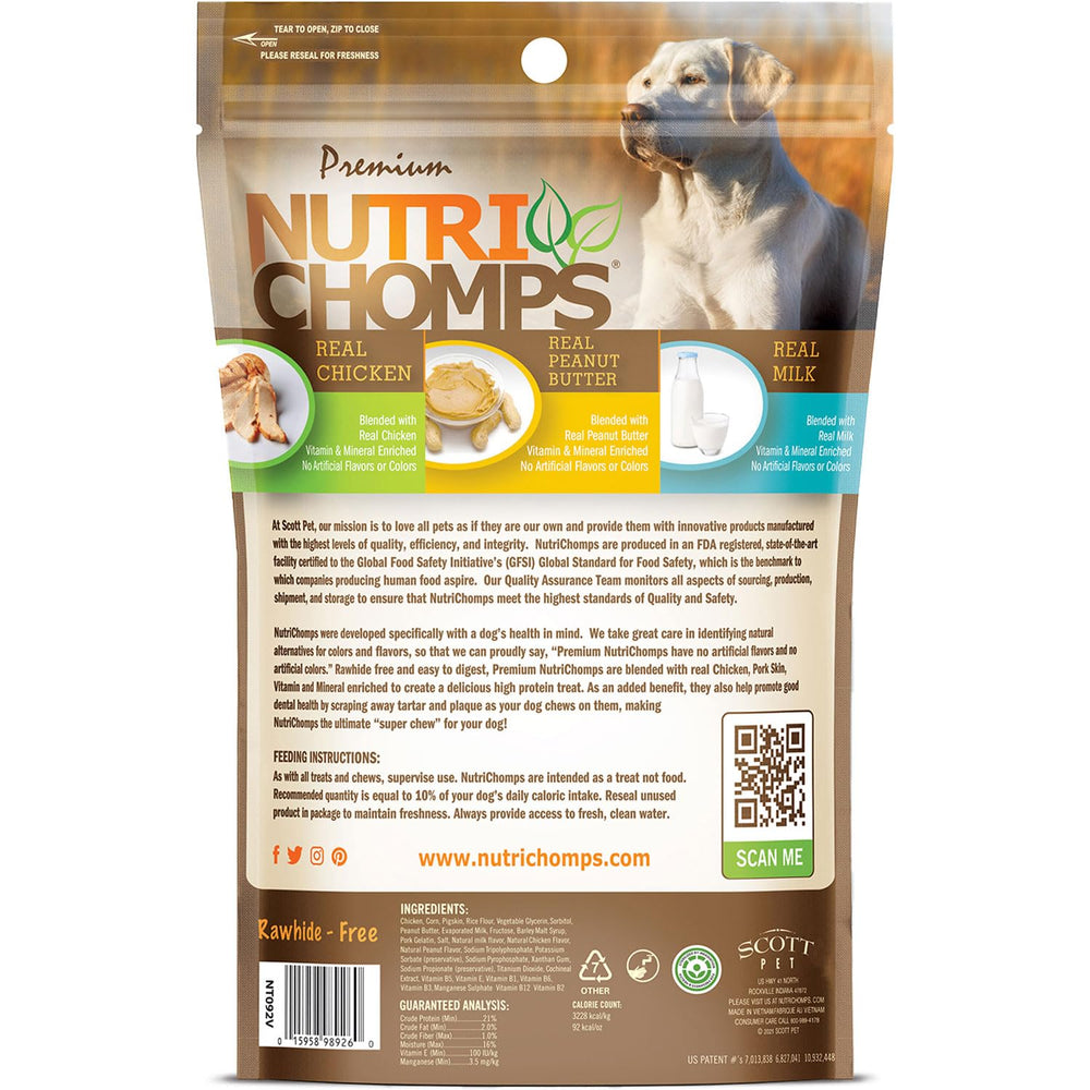NutriChomps sans rawhide, friandise digeste et sûre pour chiens.