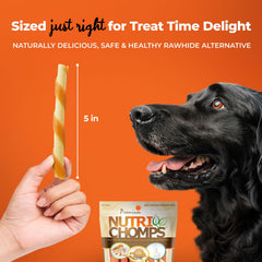 NutriChomps saveurs beurre de cacahuète et lait, attirant les chiens exigeants.