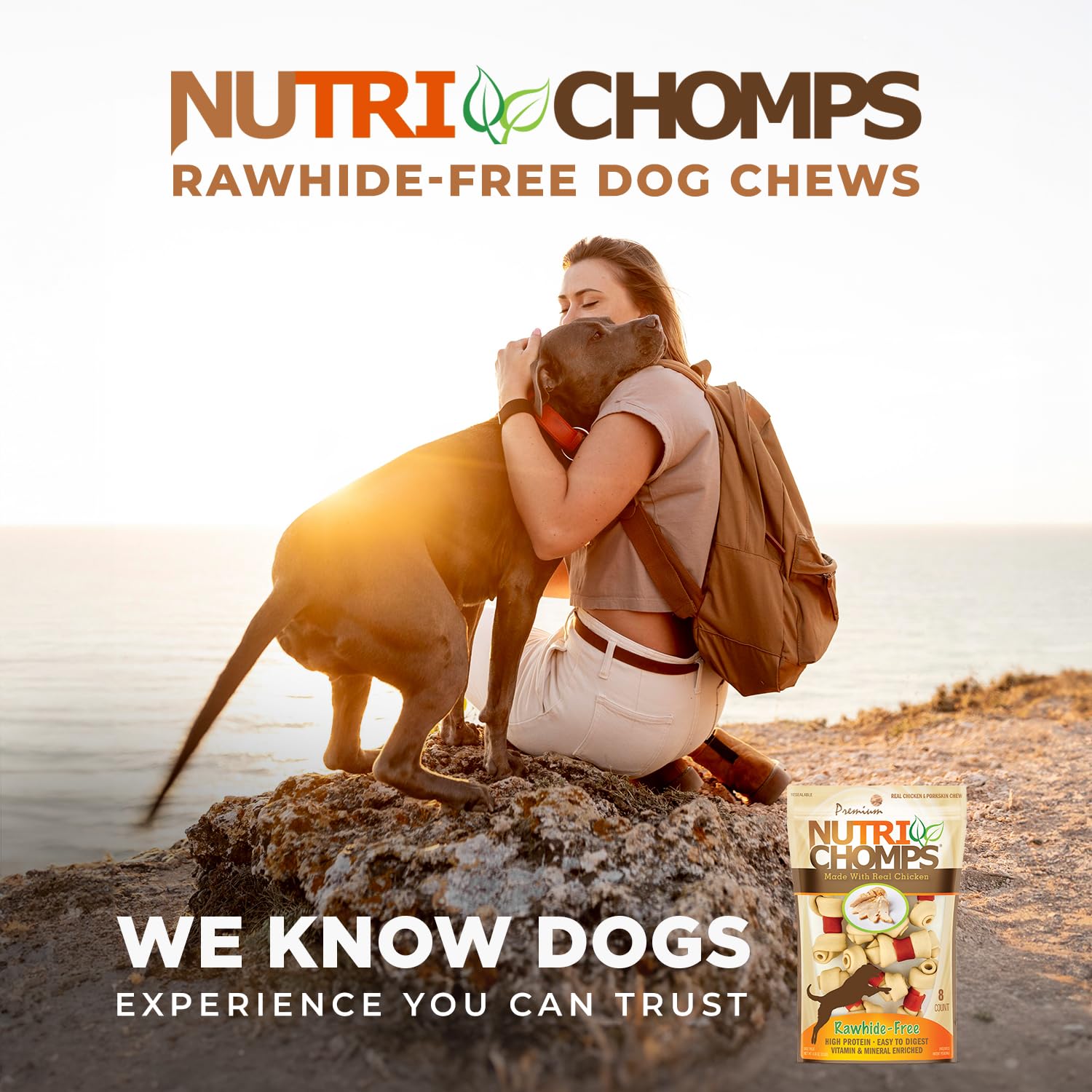 NutriChomps Tailles Noeuds 2,5 et 4 pouces, adaptées aux petits et moyens chiens.
