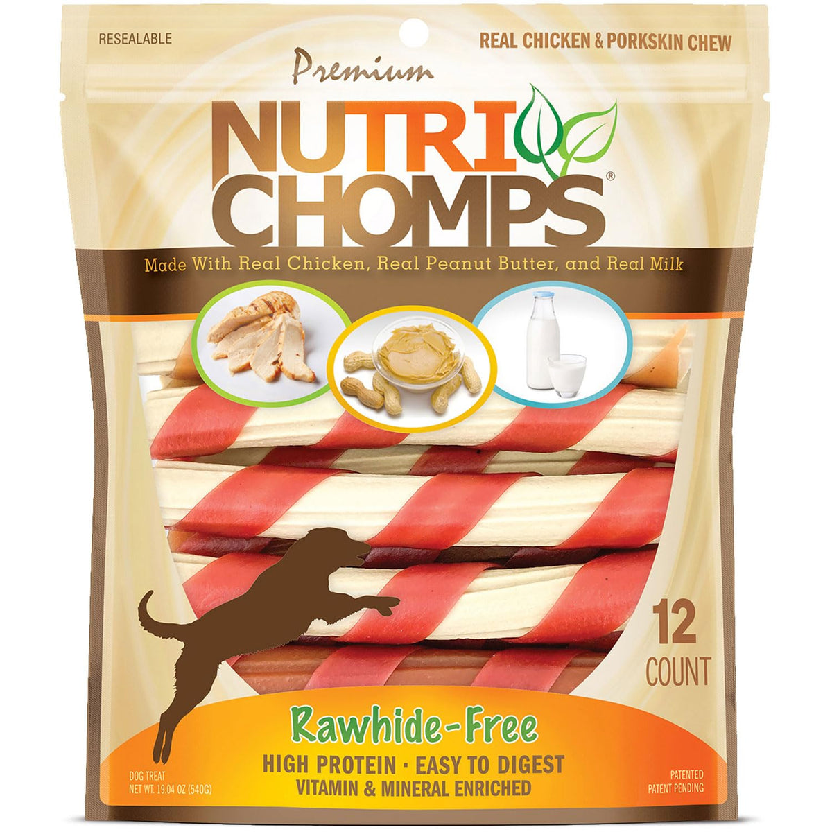 NutriChomps torsade 6 pouces poulet, friandise facile à digérer pour chiens actifs.