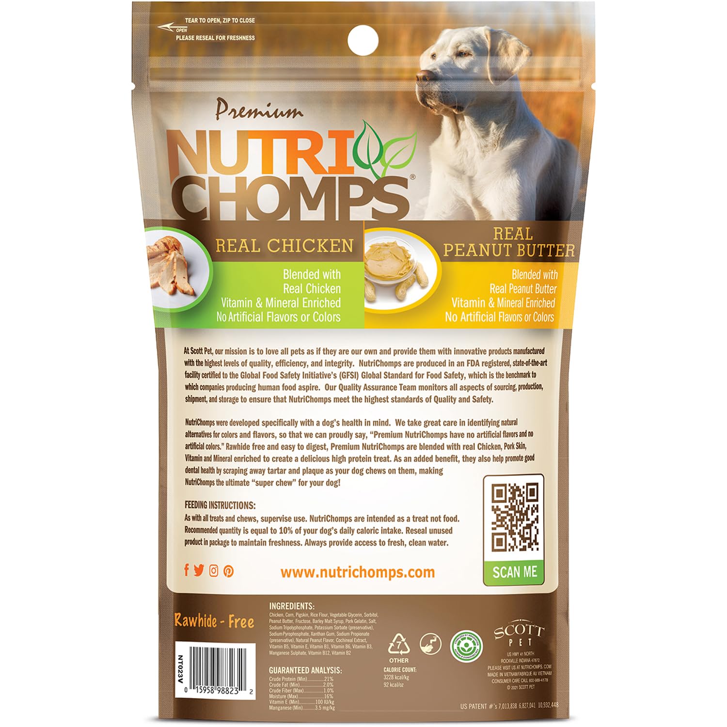 NutriChomps tresse 6 pouces haute protéine, soutien nutritionnel pour chiens actifs.