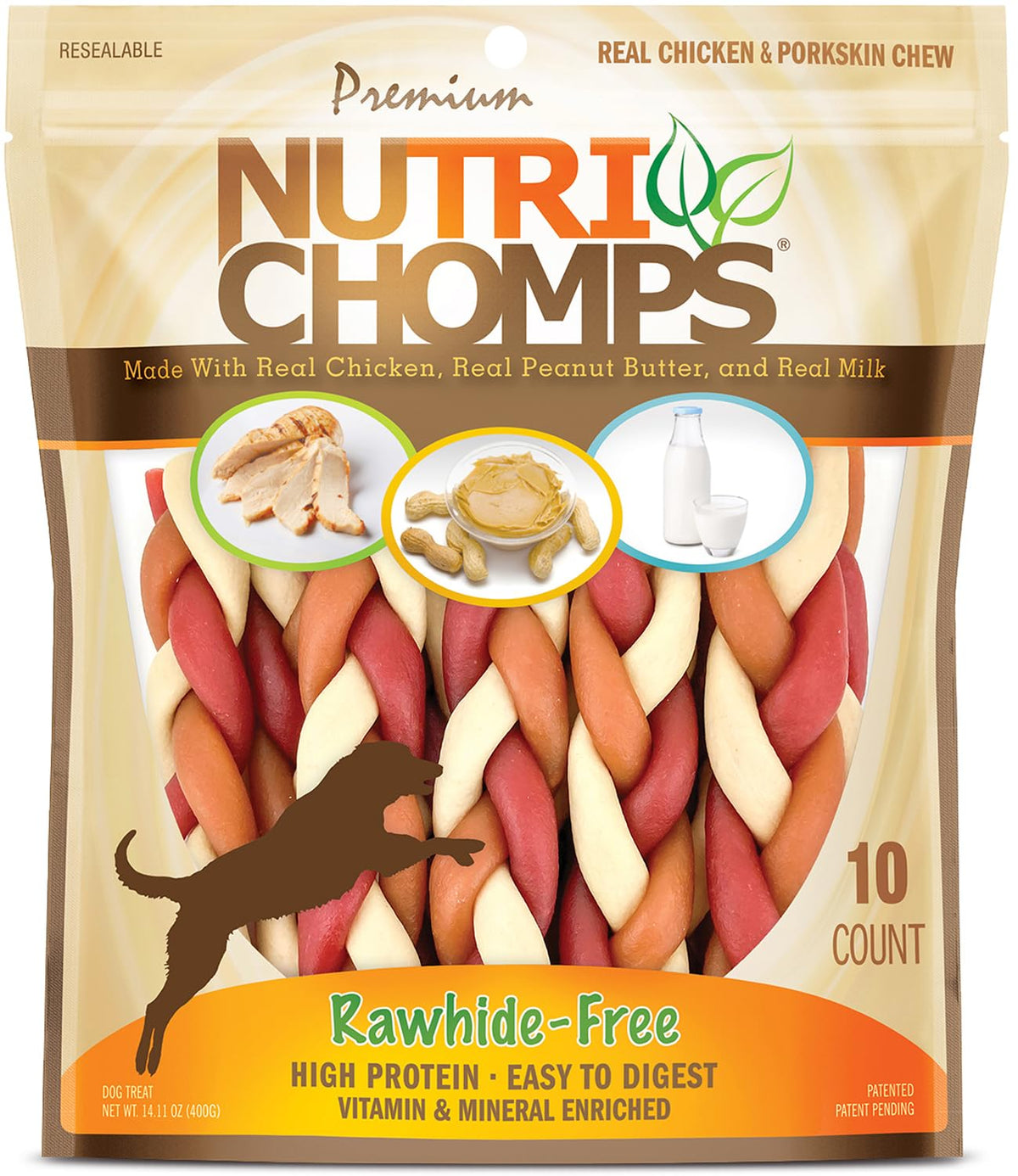 NutriChomps tresse poulet: friandise digestible et savoureuse.