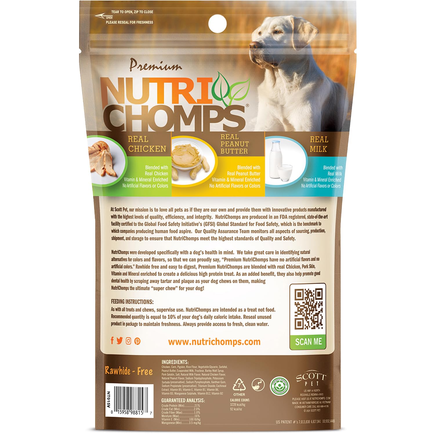 NutriChomps tresses lait, 6 pouces, texture adaptée pour toutes tailles de chiens