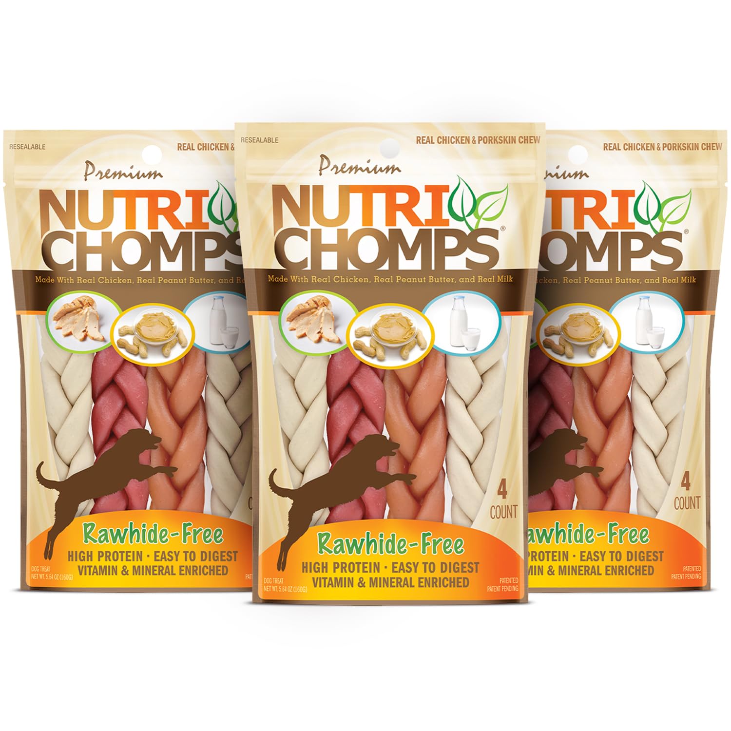 NutriChomps tresses poulet 6 pouces, délice à mâcher pour votre chien actif