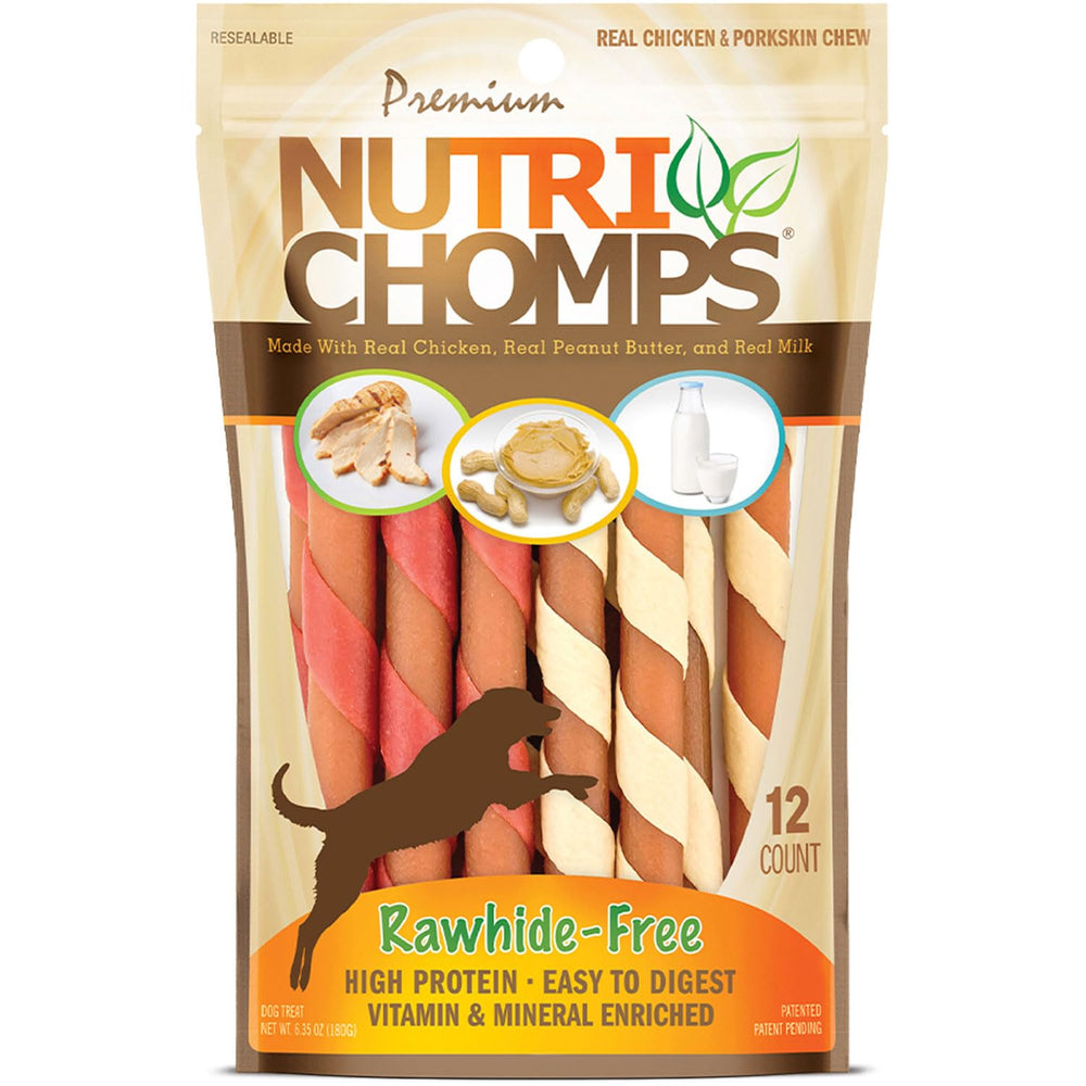 NutriChomps twists poulet, 5 pouces, friandise digeste pour chiens.