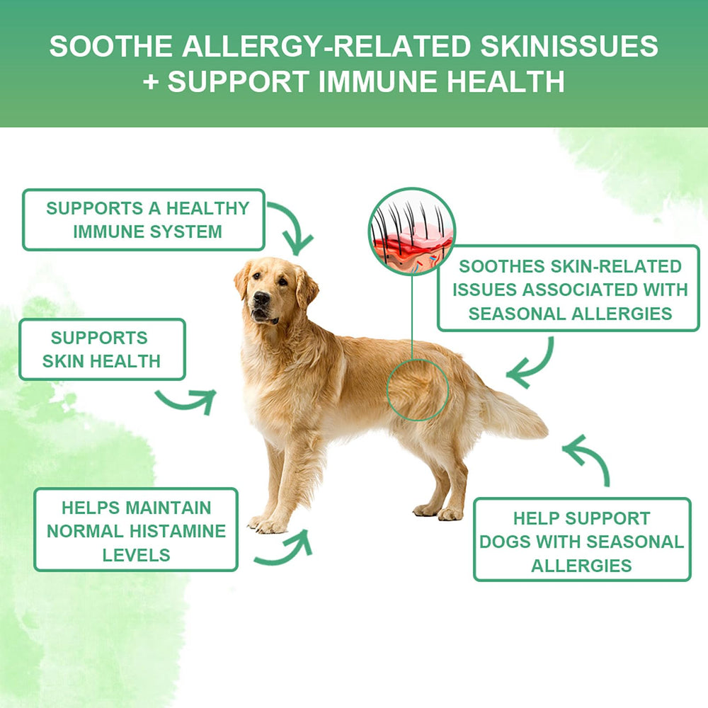 Nutridog Allergy Chews quercetine-bromelain : absorption améliorée possible.