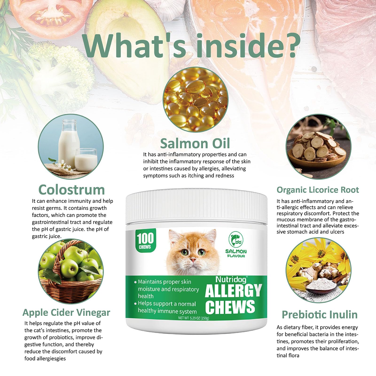 Nutridog friandises saumon, gros plan texture appétente pour chats difficiles.