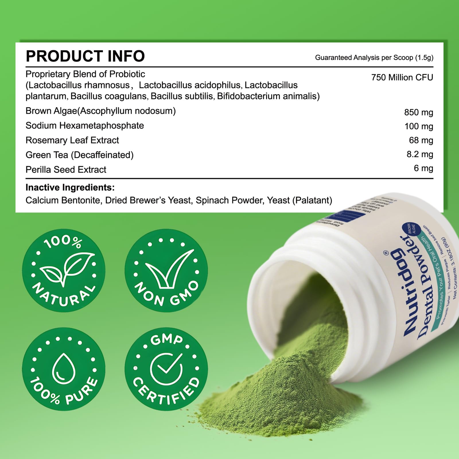 Nutridog poudre dentaires emballage éco-responsable et durable.