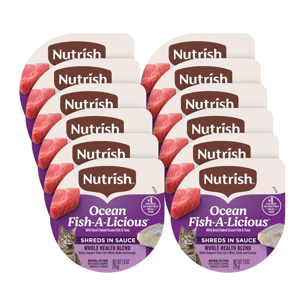 Emballage Nutrish Ocean Fish-A-Licious, pack de 12 cups sans céréales.