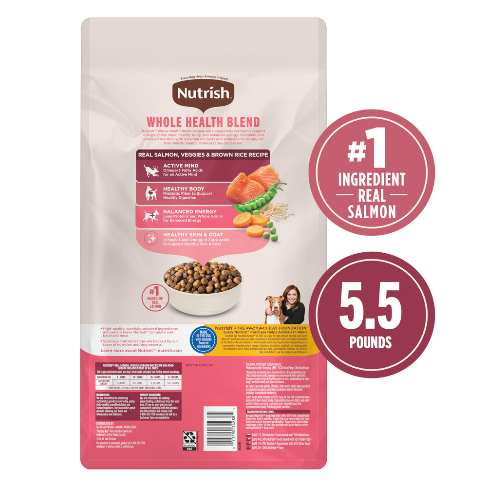 Croquettes Nutrish saumon et légumes vues en gros, croquantes et appétentes.