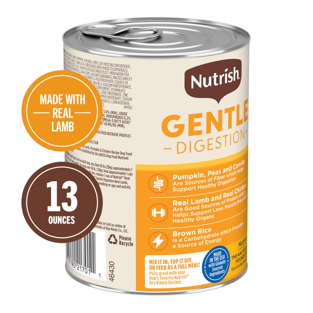 Nutrish Digestion Douce: citrouille et légumes pour fibres et soutien digestif.